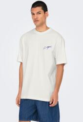 Only & Sons Only & Sons, Organikuspamut póló mintával, Fehér, Sötétkék, 2XL (22034452-CLOUD-DANCER-CAPRI-CLOUD-XXL)