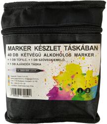 PF Kétvégű marker készlet táskában (40 db marker + AJÁNDÉK: 1 kétvégű filctoll+ 1 fehér marker + kistáska) (C20683)