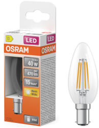 OSRAM B15d LED 3, 4W, 470 lm, 2700 K, melegfehér, áttetsző üveg-40 W izzó helyett - Star Classic B filament (4099854468131)