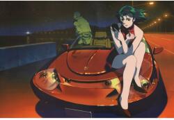  Poszter Anime lány ül a motorháztetőn, 61x90 cm, poszter2350, többszínű (poster2350)