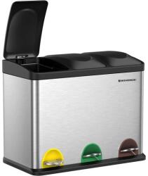 SONGMICS Coș de gunoi inox 45L, 3 compartimente, pedale colorate (LTB45L) Cos de gunoi