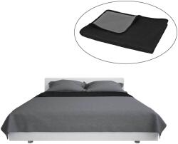 vidaXL szürke/fekete kétoldalas steppelt ágytakaró 230 x 260 cm (132967)