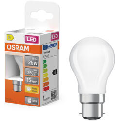 OSRAM B22d LED 1, 8W, 250 lm, 2700 K, melegfehér, opál üveg-25 W izzó helyett - Superstar Classic P (4099854466908)