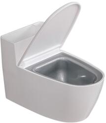 Flippy Kreatív Flippy hamutartó, WC formájú, fehér fedél, ABS és rozsdamentes acél anyag, 12, 5 x 9, 8 x 8, 4 cm, öntapadó vagy önálló, fürdőszobába, hálószobába, konyhába, erkélyre, fehér (125708)