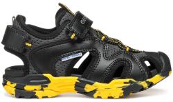 Geox Geox, Borealis textil és műbőr szandál tépőzáras pánttal, Fekete, Sárga, 32 EU (J450RC014BUC0054-32)
