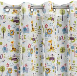 Eurofirany Billy dekoratív függöny, fém gyűrűkkel, 140x250, gyerek fehér állatokkal (410003)