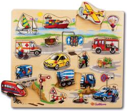 Eichhorn Puzzle din lemn Pin Puzzle Eichhorn 21 forme de inserție cu imagini safari ferma mijloace se transport de la 24 de luni (EH5454)