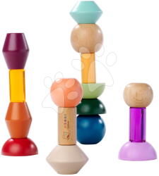 Eichhorn Cuburi din lemn de construit Montessori Staple Beads Eichhorn 16 piese colorate (EH6051)
