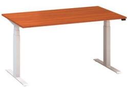 Alfa Office Alfa Up állítható magasságú irodai asztal fehér lábazattal, 140 x 80 x 61, 5-127, 5 cm, vadcseresznye mintázat