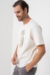 JACK & JONES Jack & Jones, Mintás póló, Halványsárga, Koptatott fekete, L (12277248-ANTIQUE-WHITE-L)