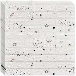 HOZRO öntapadós 3D tapéta szett, téglautánzat modell, 10, 78 négyzetméteres terület, modern dizájn, nagyon könnyen felszerelhető, Fehér csillagok, 20 db (TAPET52-20BUC)