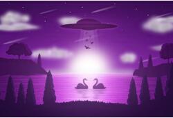  Poszter Ufo Swan Illusztráció, 61x90cm, poszter1284, Többszínű (poster1284)