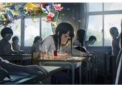 Anime Girl In Art Class Poszter, 61x90cm, poster812, Többszínű (poster812-7777777777777786410)