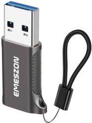 Emeszon Type-C kábeladapter, Emeszon®, OTG Type-C vagy USB-C konvertálása USB 3.2-re, adatátvitel akár 10 Gbps-ig, cinkötvözet, szürke (283786742558)