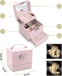 Massido Ékszerdoboz 13x13x12, 5cm - Rózsaszín