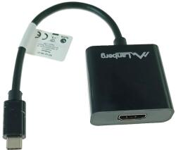 Lanberg Adapter USB-C dugó HDMI aljzathoz, Lanberg 41848, USB 3.1 gen. 1 interfész, FHD, 2, 7 Gbps, kábel 15 cm, fekete