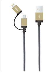 Astrum Apple USB - Lightning (8Pin) iPhone 1, 2M fémhálós strapabíró adatkábel micro usb átalakítóval MFI engedéllyel arany