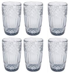 Excellent Houseware Комплект 6 чаши, Excellent Houseware, стъкло, 8x13 см, 380 мл, прозрачно/черно (KO-170490130SET6)