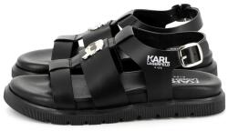 Karl Lagerfeld Kids KARL LAGERFELD KIDS, Logós bőr szandál, Koptatott fekete, 37 EU (Z30372-09B-37)