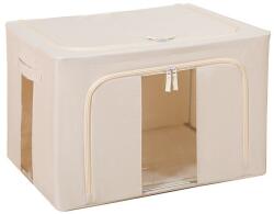 Flippy Összehajtható tárolódoboz, Flippy, Ablakkal és dupla cipzárral, 66 L, Prémium textil, 50x40x33 cm, Fém keret, Vízálló, Bézs (126010)