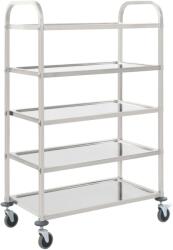 vidaXL Кухненска количка с 5 рафта, 107x55x147 см, неръждаема стомана (50917)