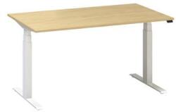 Alfa Office Alfa Up állítható magasságú irodai asztal fehér lábazattal, 140 x 80 x 61, 5-127, 5 cm, bükk Bavaria mintázat