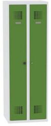 Malow Hegesztett öltözőszekrény Rachel, 2 rekesz, szélesség 600 mm, hengerzár, szürke/zöld
