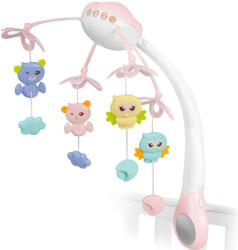 RicoKids projektoros Kiságyforgó, távirányítóval - Rózsaszín