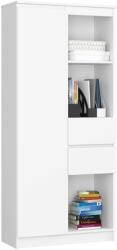 AKORD Bútorgyár - CLP R15 R80 Álló Fehér Laminált Polc 2 Fiókkal, 1 Ajtóval, 7 Polccal, ABS Élek, Matt Felület, 80x180x35 cm