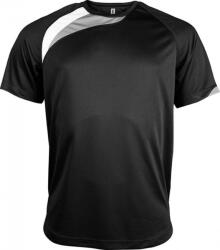 Proact Uniszex póló Proact PA436 Adults Short-Sleeved Jersey -M, Black/White/Storm Grey
