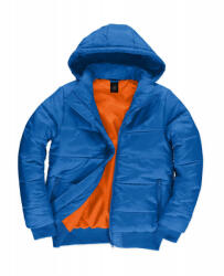 B&C Collection Férfi kapucnis hosszú ujjú kabát B and C Superhood/men Jacket L, Királykék/Neon Narancssárga