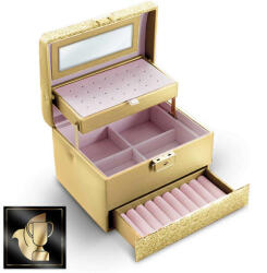 Massido Ékszeres doboz tükörrel - Arany, Rózsaszín (TE670501)
