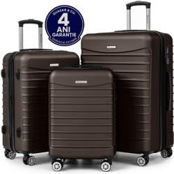 Quasar & Co Quasar & Co. ® 3 darabos Lopásgátló Gurulós Bőrönd Szett - S/M/L, Sötét Kávé