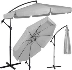 SPRINGOS Umbrela de gradina cu brat lateral banana, cu husa, 300cm, gri deschis (GU0042)