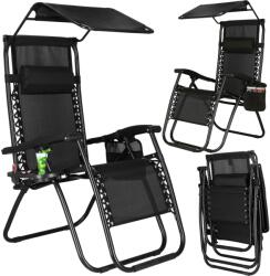 SPRINGOS Scaun de grădină Springos Zero Gravity cu suport pentru pahare - Negru (GC0003)
