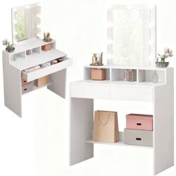 Fodym loft stílusú fésülködőasztal LED tükörrel, modern stílusban, 80 cm, fehér