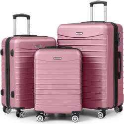 Quasar & Co Quasar & Co. Gurulós bőrönd szett, 3 darab, Model Line, ABS, S+M+L méret, Por rózsaszínű