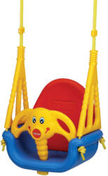 RicoKids elefántos 3in1 Gyerekhinta leesésgátlóval és háttámlával, 6hónapos kortól, 30kg - Piros, Kék, Sárga