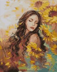 MagicArt Set pictură după numere MagicArt - Fată cu floarea-soarelui (după originalul Miglenei Kirilova) (GX35556)