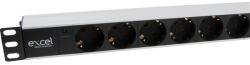 Excel Rackbe szerelhető Elosztó 9xSCHUKO kapcsoló nélkül, 16A, 2 méteres vezeték 555-084 (555-084)