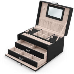 Massido Ékszeres doboz tükörrel - Fekete, Rózsaszín - pepita - 8 890 Ft