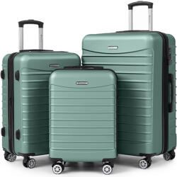 Quasar & Co 3 db bőrönd készlet, Quasar & Co. ®, S/M/L, bőröndök lopásgátló cipzárral, csomagok kóddal, teleszkópos fogantyú, bőröndök 4 csendes dupla kerékkel 360°, ABS 2, 8 mm extra kemény, szivacs béléss