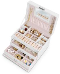 Massido Ékszeres doboz tükörrel - Fehér, Rózsaszín