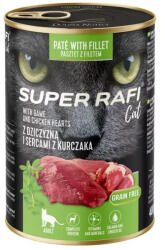  marka niezdefiniowana DOLINA NOTECI Super Rafi Cat P&F szarvas- és csirkeszívvel 6x400 g