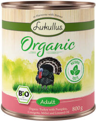 Lukullus 12x800g Lukullus Organic Adult pulyka & cukkini (gluténmentes nedves kutyatáp