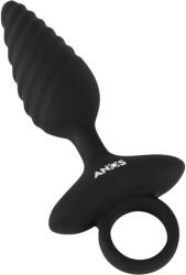Anos - bordázott vibrációs anál plug (fekete) - vagyaim
