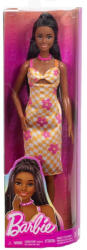 Mattel Fashionista barátok divatbaba - Stílusos baba sárga kockás virágmintás ruhában (233) (FBR37_HYT91)
