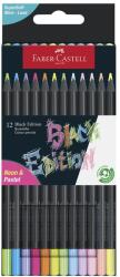 Faber-Castell Színes ceruza FABER-CASTELL Black Edition háromszögletű fekete testű neon+pasztell színek 12 darabos (FC116410) - vectraline