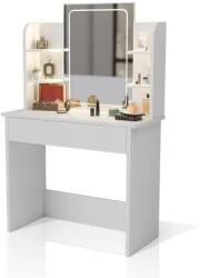  Modern fehér sminkasztal LED tükörrel és polcokkal Zoey (301632)