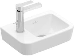 Villeroy & Boch O. novo - Mosdókagyló Compact 360x250 mm, túlfolyó nélkül, 1 csapfurat balra, CeramicPlus, alpesi fehér 434237R1 (434237R1)